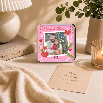 Birthday Gift for Wife  Personalized Musical Fridge Magnet Photo Frame for Couples | Custom Photo & Audio Playable Song Frame Type-C Rechargeable Smart Memory Fridge Magnet